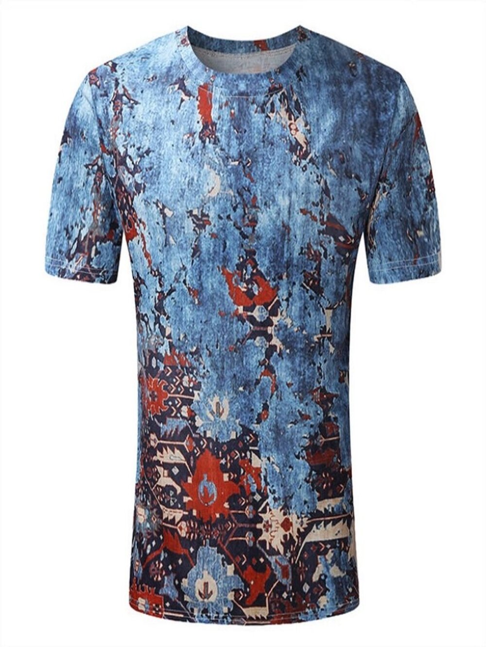 T-Shirt Mens Vintage Printed Short Sleeve Blouse Summer Casual Fitness Tops Tee - Picture 9 of 12